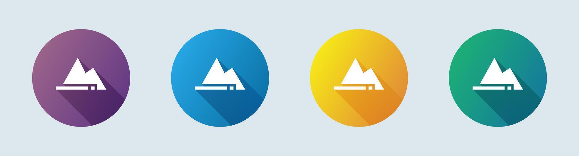 Mountain solid icon in flat design style. Adventure signs illustration. vector