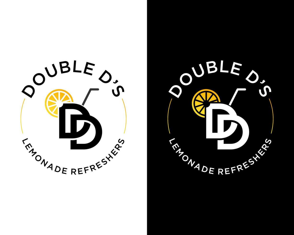Letter DD monogram lemon drink business logo design. vector