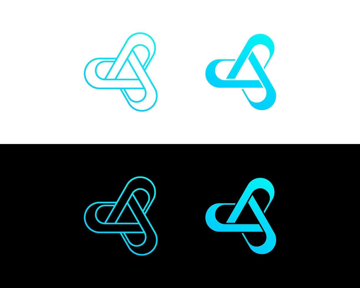 Geometric shape triangle atom connection logo design. vector