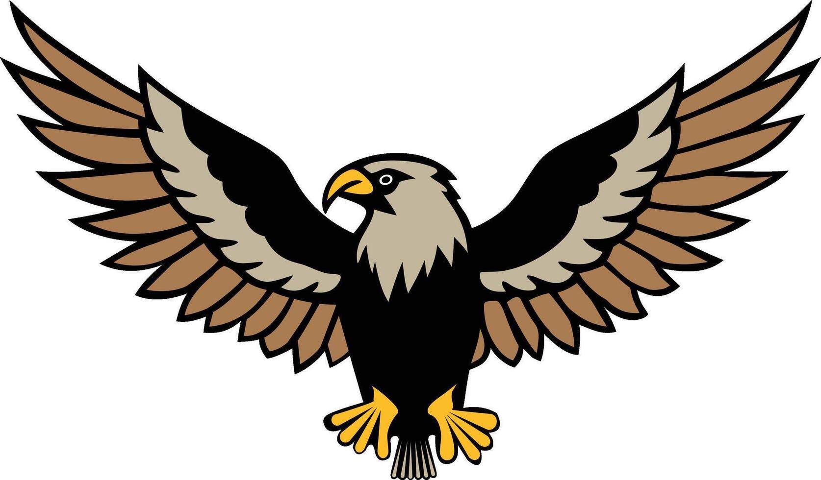 a black and white eagle with wings spread out vector