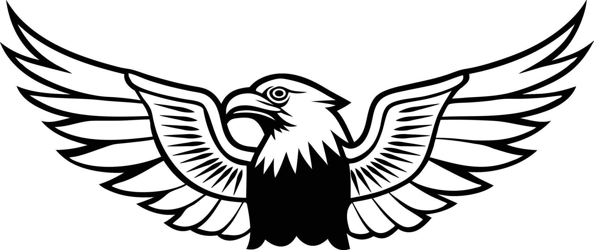 a black and white eagle with wings spread out vector