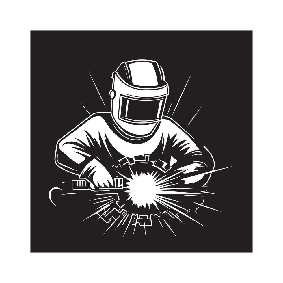 black and white Welding logo industry logo image isolated on white background vector