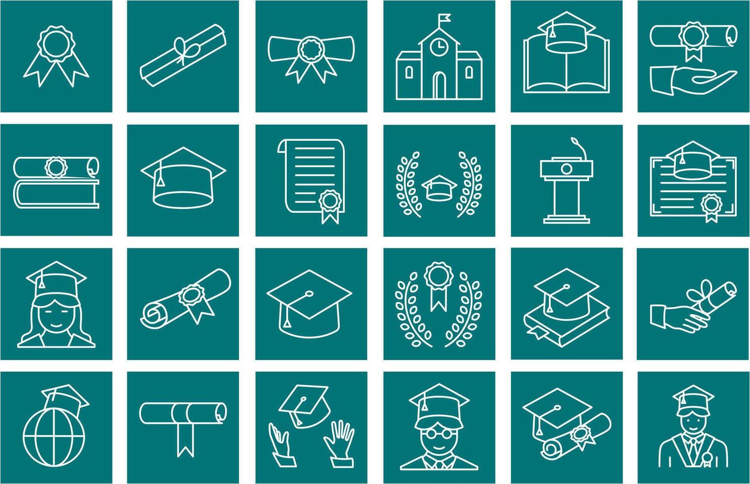 Graduation icon set in line style. High school education concept. Editable Stroke. Simple illustration. concept for infographic vector