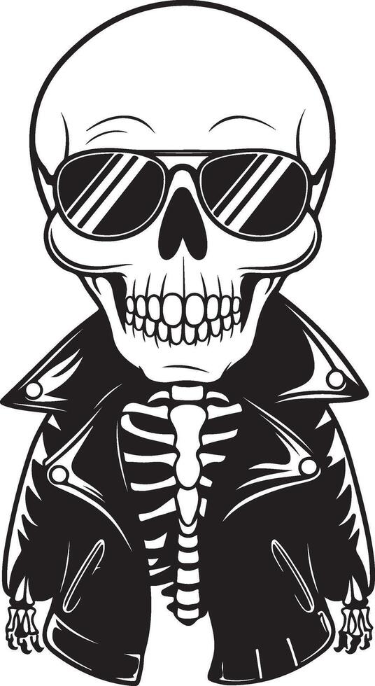 a skull wearing sunglasses and a leather jacket vector