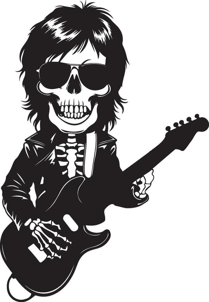 a cartoon skeleton with sunglasses playing an electric guitar vector
