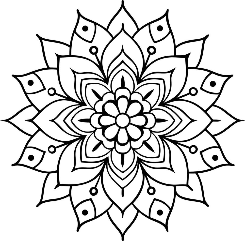 circular ornament of mandala flowers vector