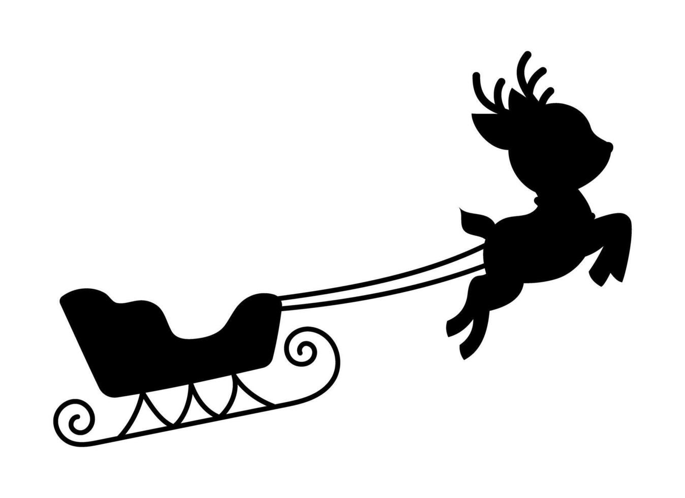 Sledge icon for Santa. Santa's sleigh silhouette. Sleigh for gift delivery. Christmas winter New Year. Editable Stroke vector