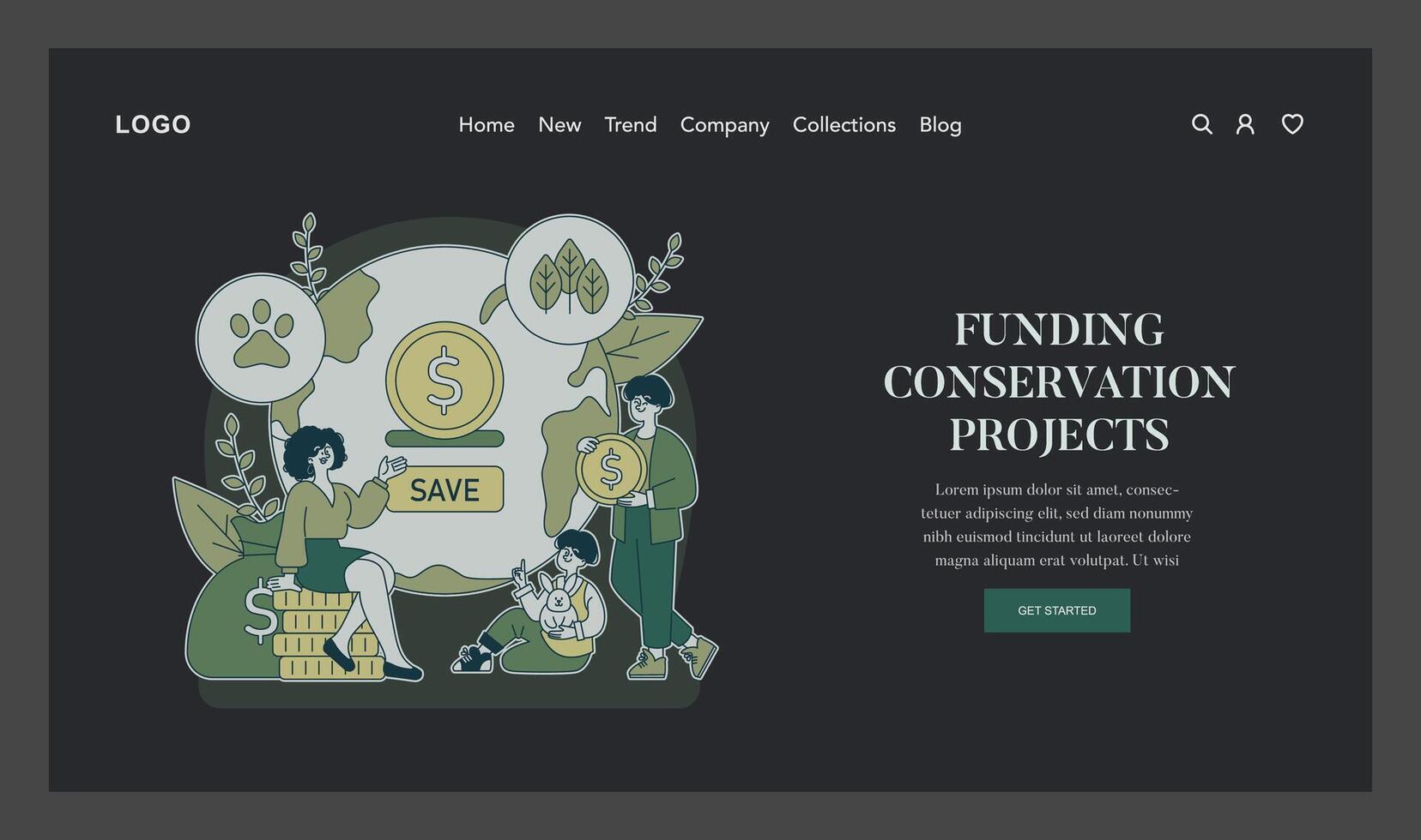 Ecosystem Conservation. Flat Illustration vector