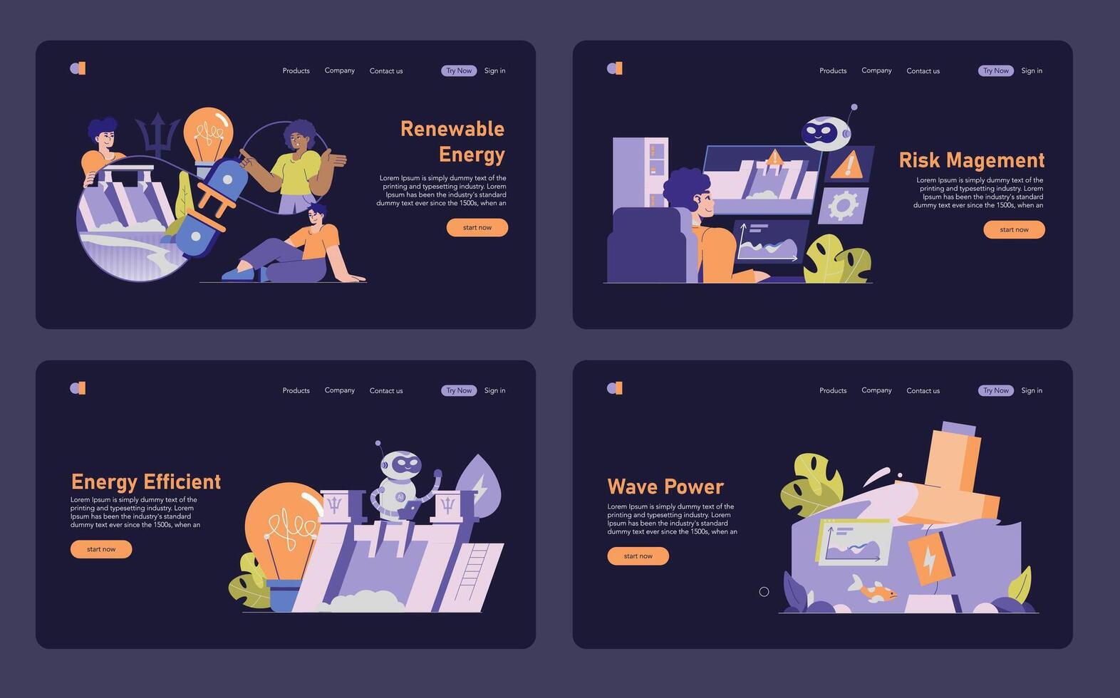 Hydropower. Flat Illustration vector