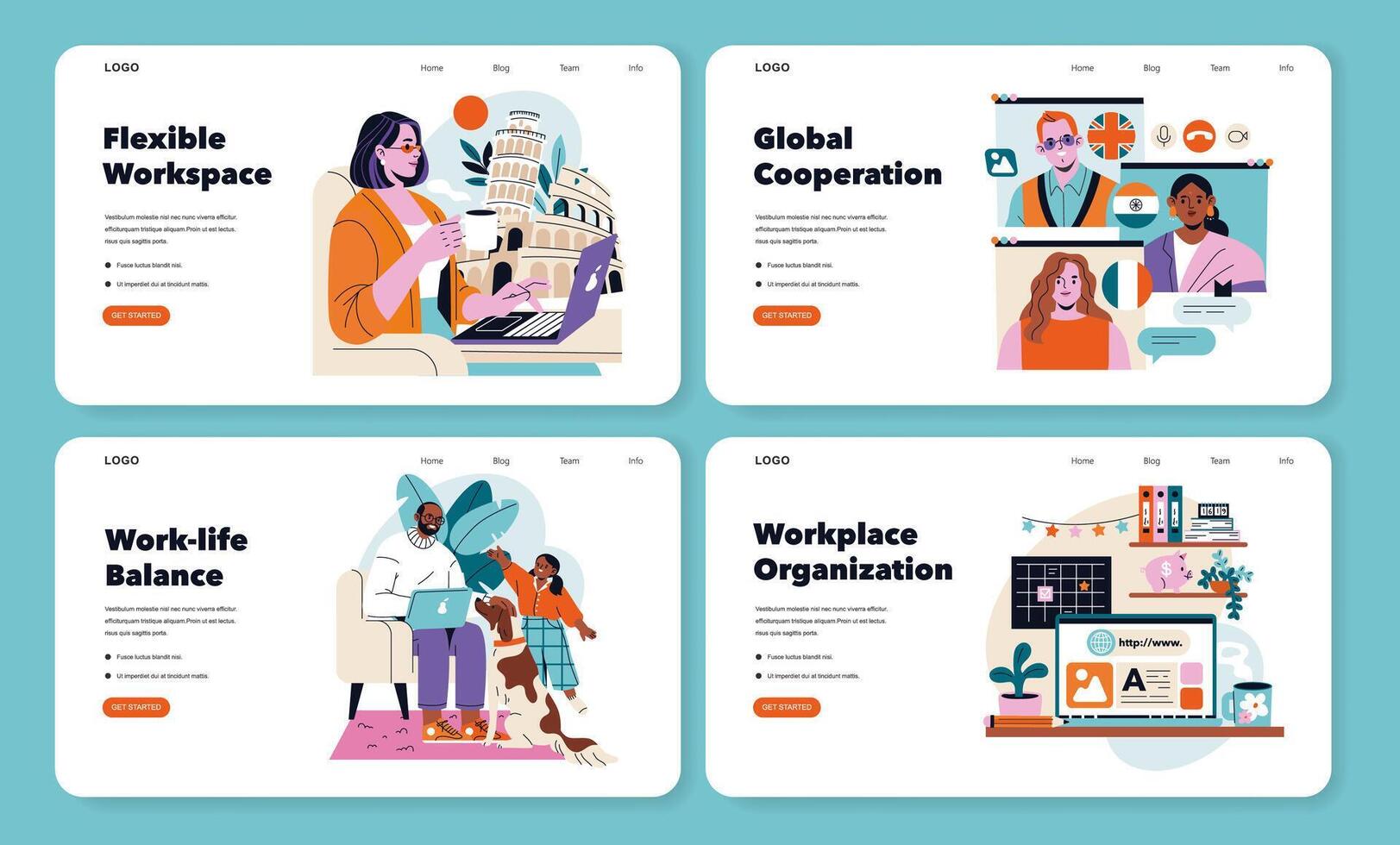 Remote Work. Flat Illustration vector