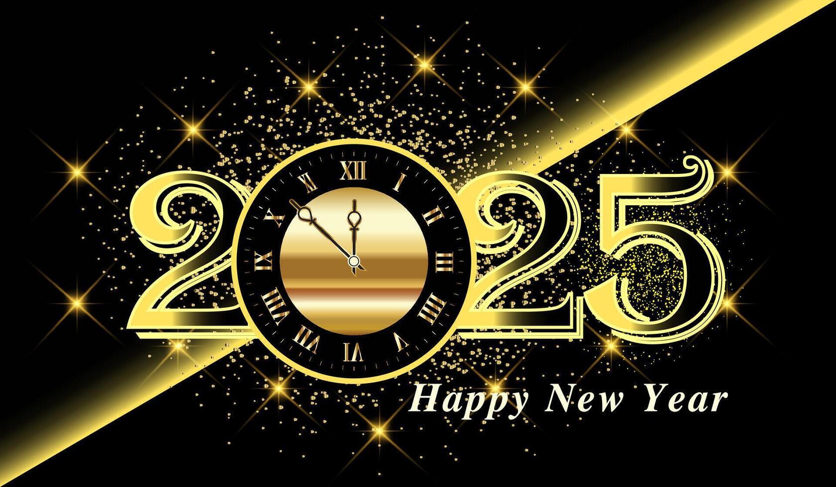 Premium 2025 Happy New Year golden template, luxurious Greeting card template 2025 vector