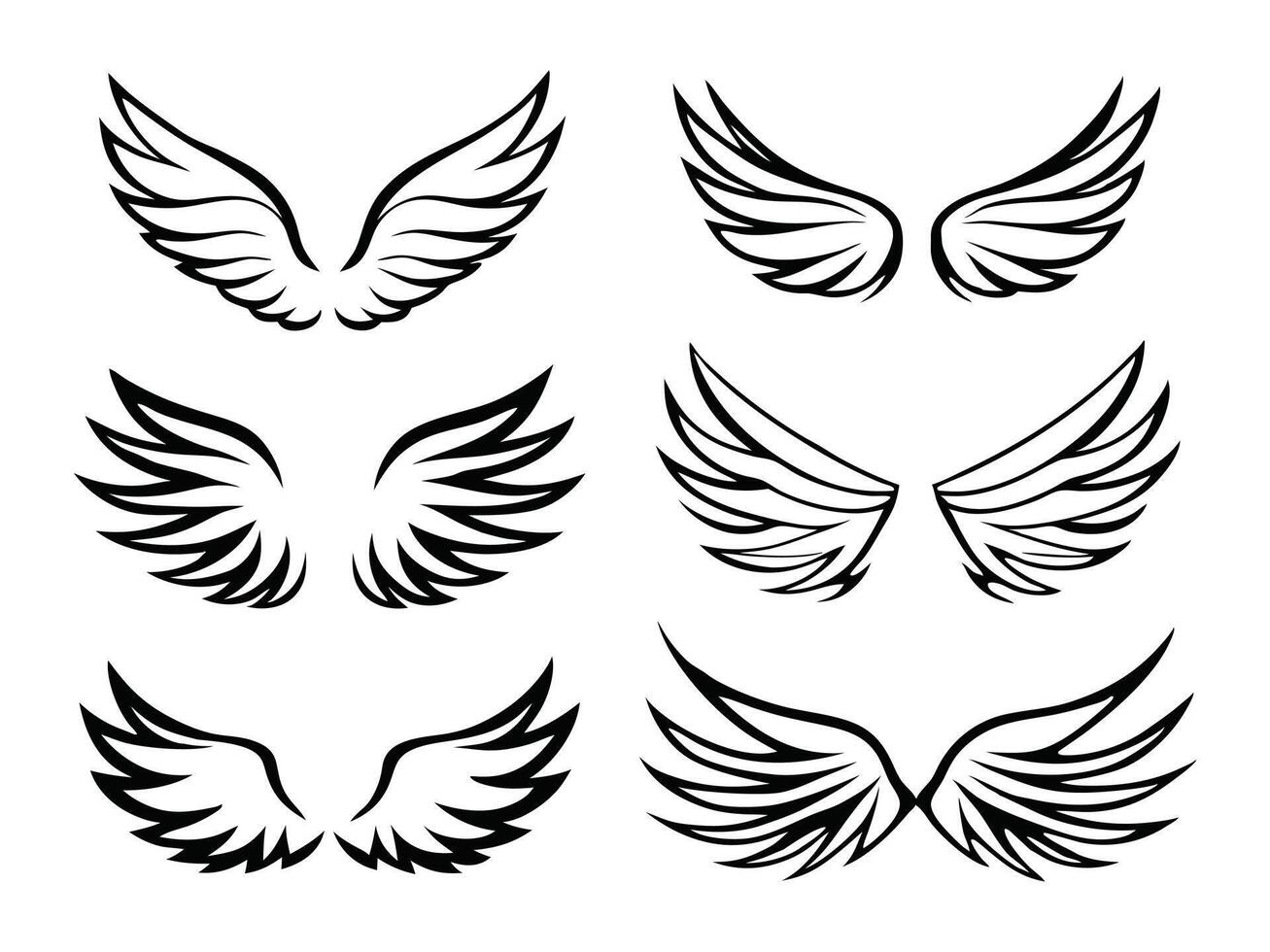 Set of Decorative Angel and Bird Wings Collection.. vector