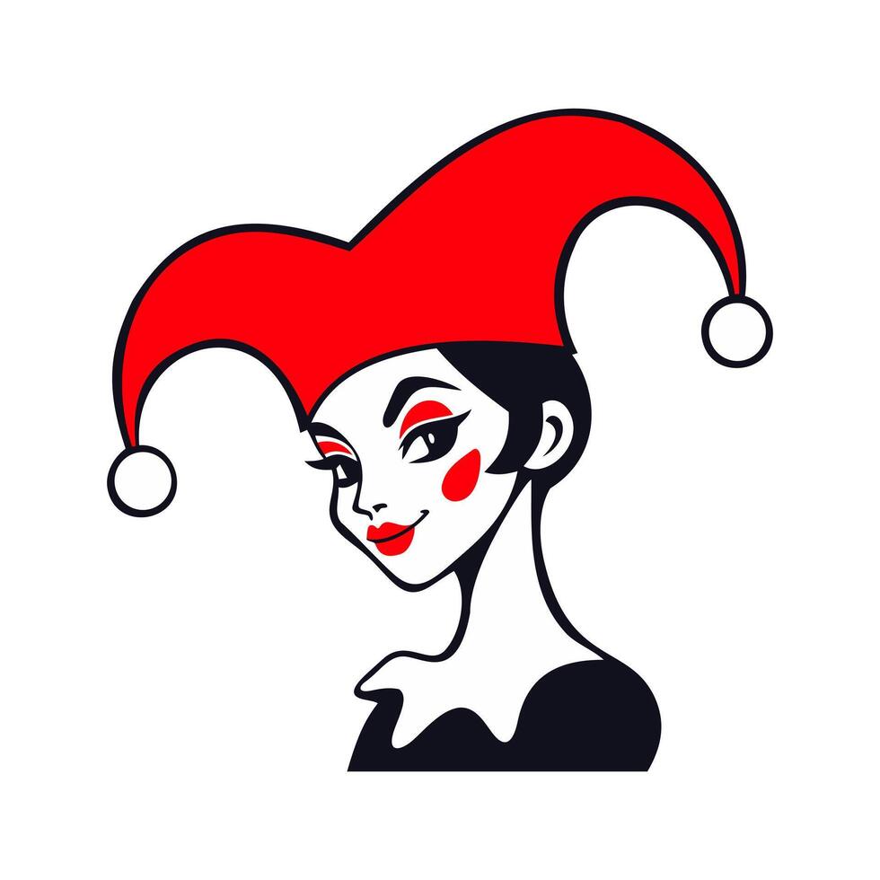 Columbine. One of the principal characters of italian commedia dell arte. Female portrait. isolated illustration vector