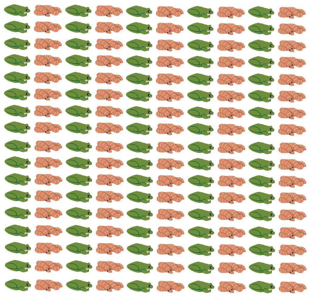 frogs and worms as a pattern background vector
