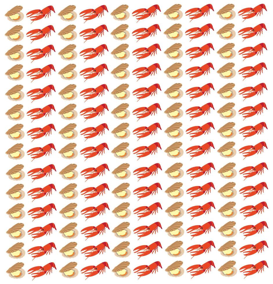 lobster and clams as a pattern background vector