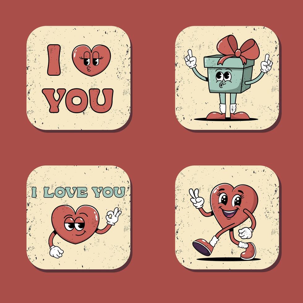 Valentine's Day cards. Collection of labels for celebrating Valentine's Day vector