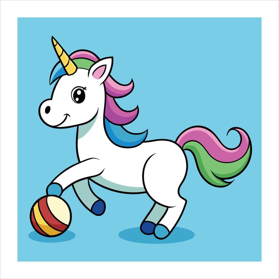 unicorn playing football vector