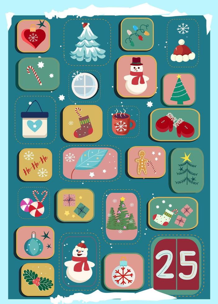 advent calendar hand drawn illustration vector