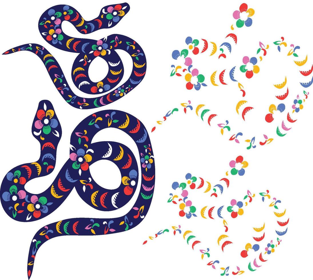 A snake and a moon with colorful circles vector