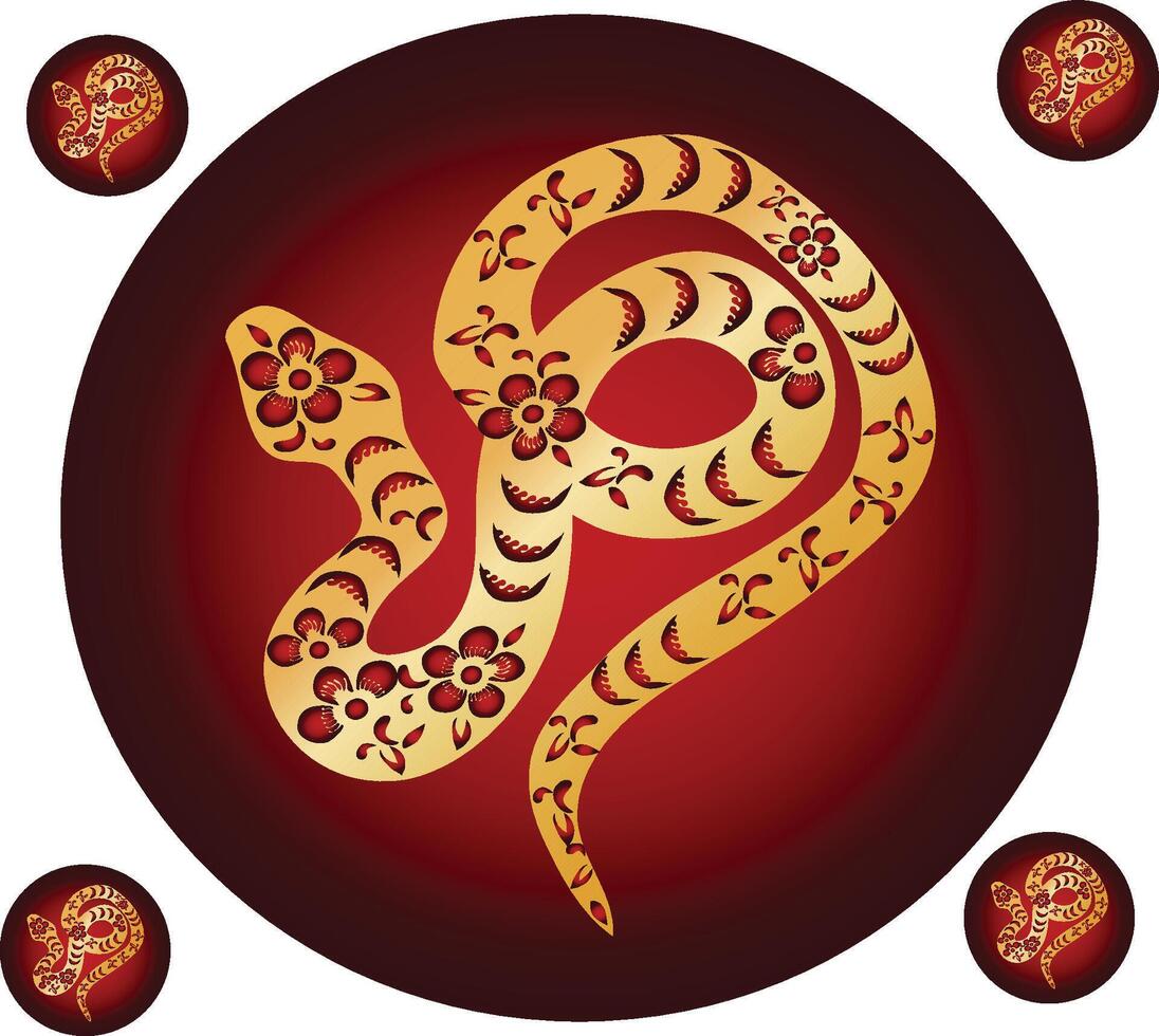 The chinese zodiac snake on a red background vector