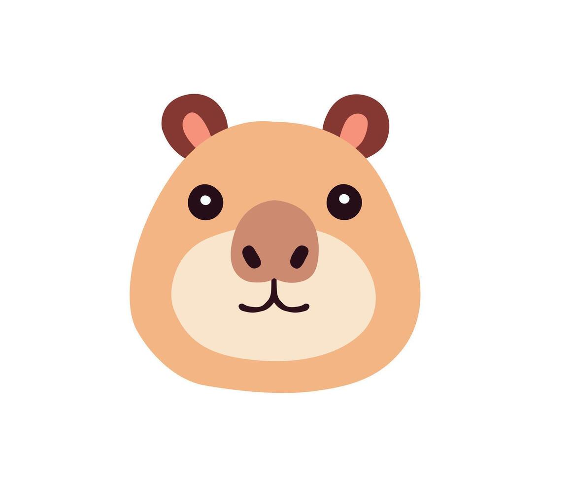 Simple Capybara Face Illustration on white vector
