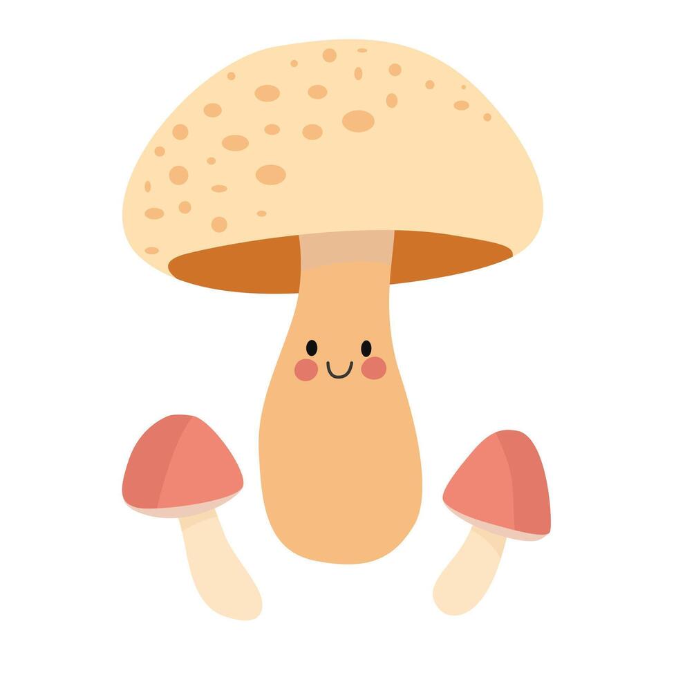 Yellow-Capped Mushroom with Winking Face vector