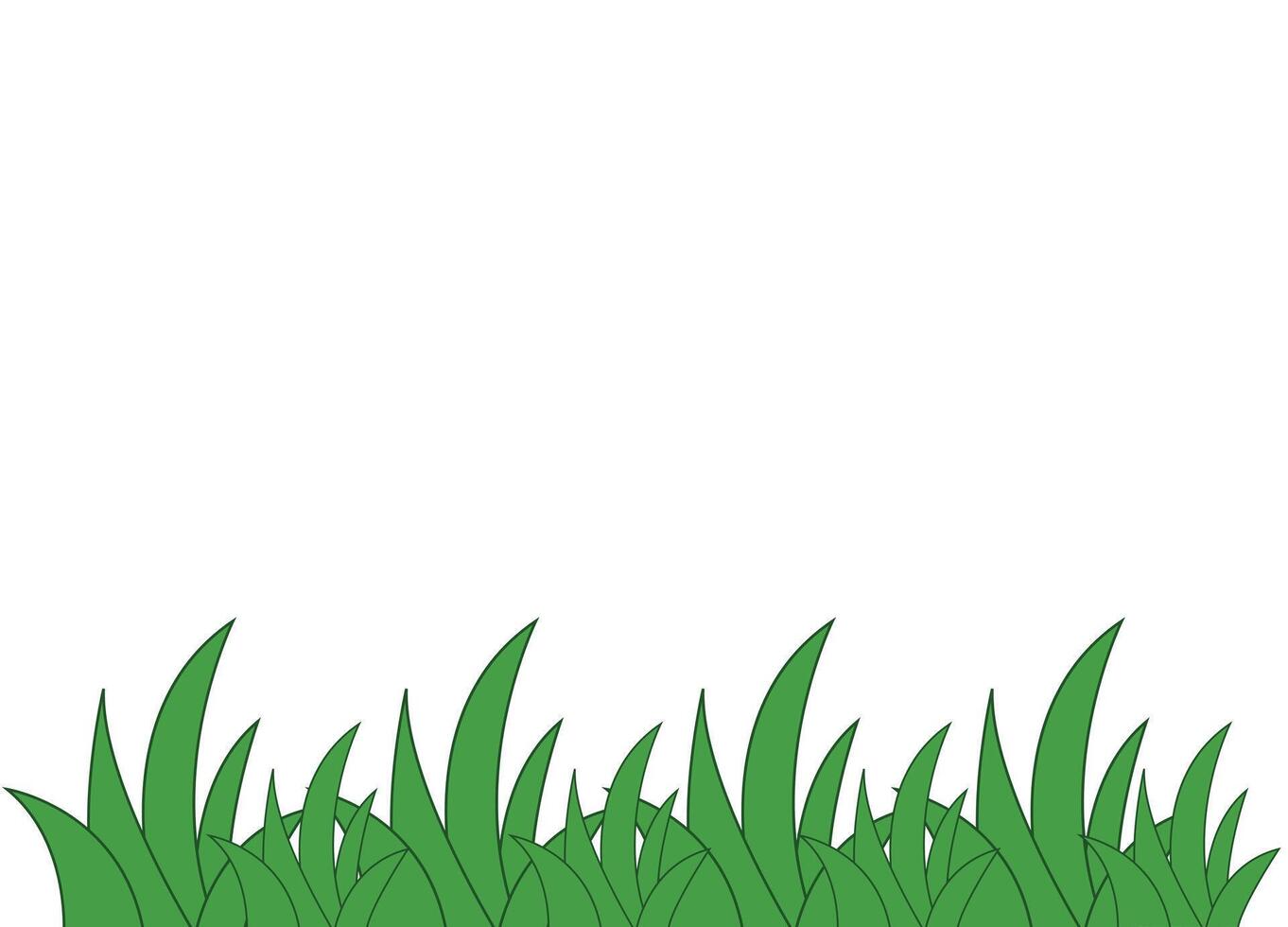 Green Grass Border on White Background vector
