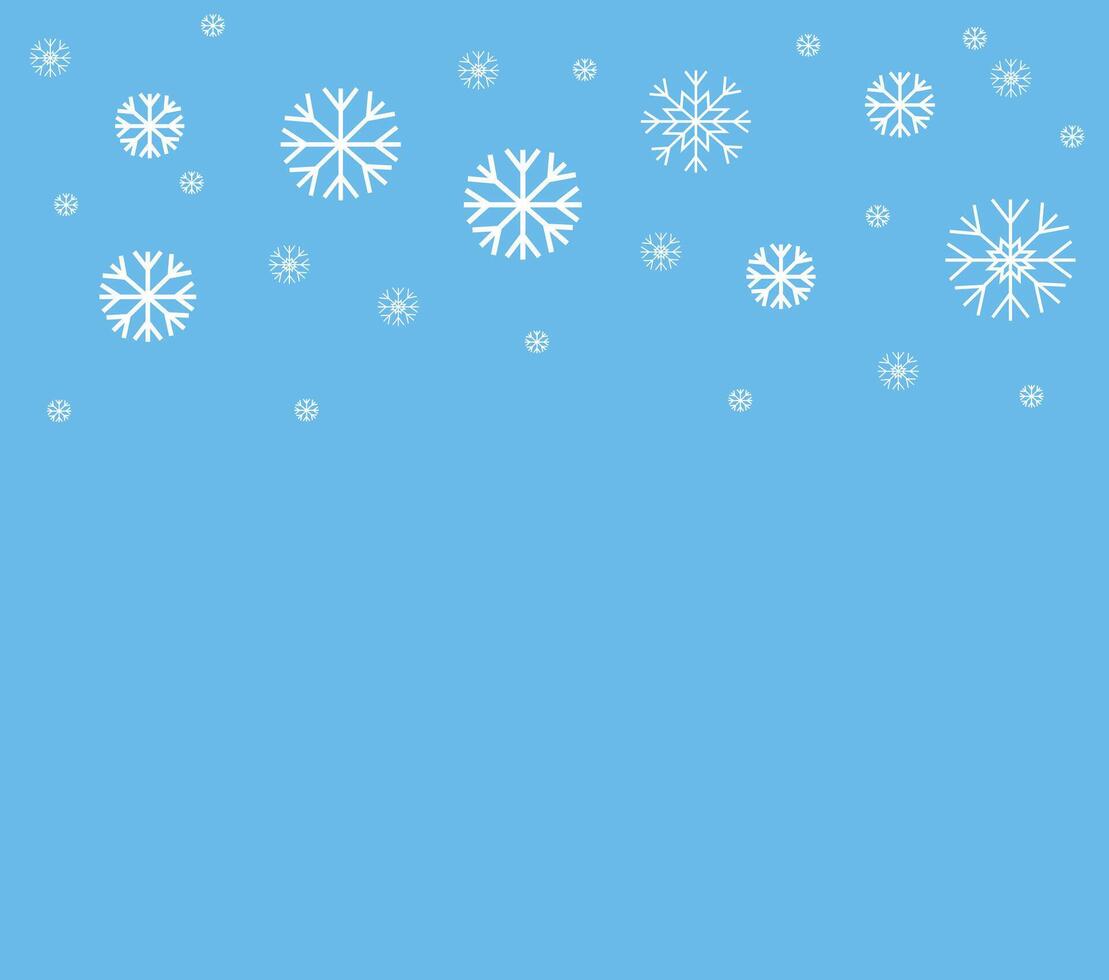 Falling White Snowflakes on Blue Background vector