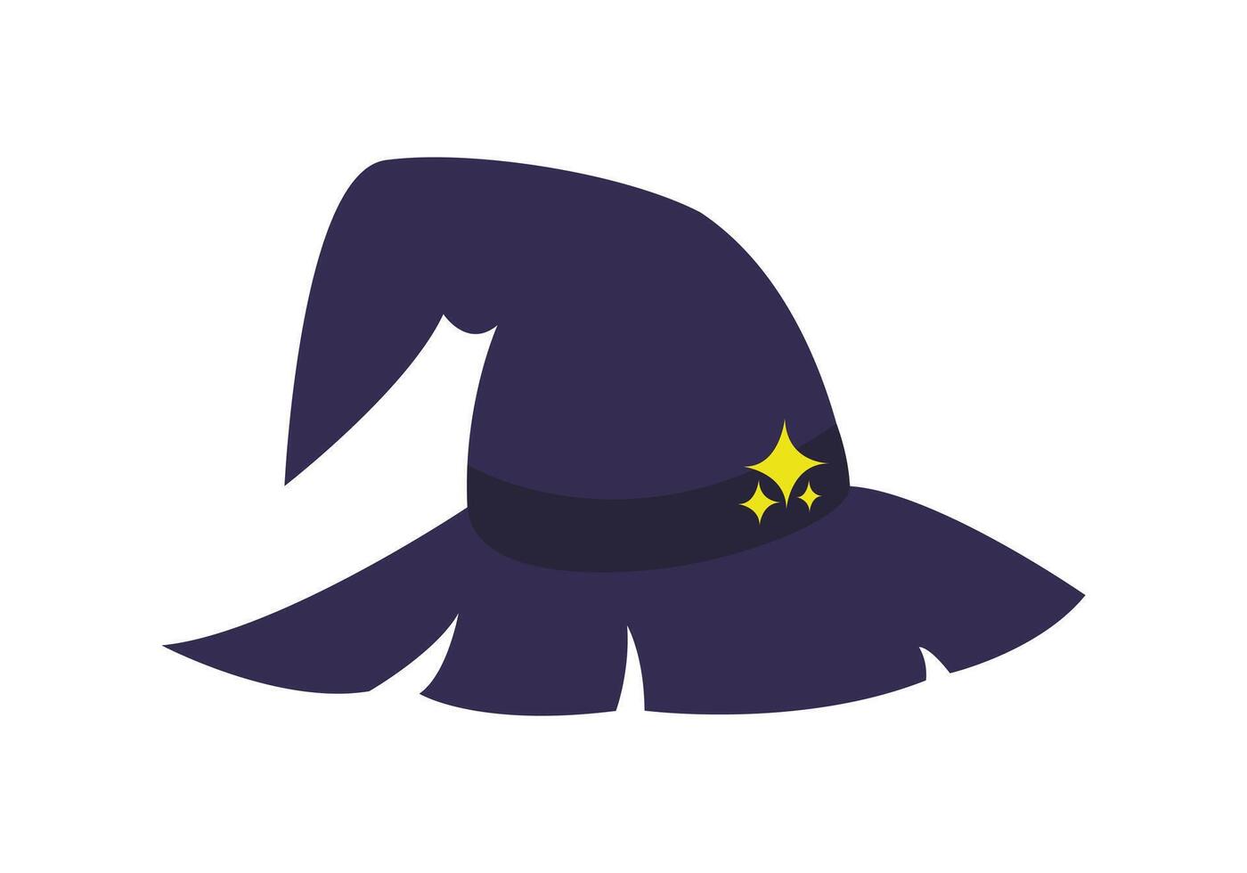 Dark Purple Witch Hat with Star vector