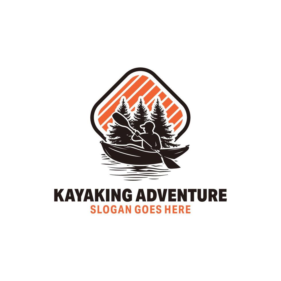 kayaking adventure logo design vector