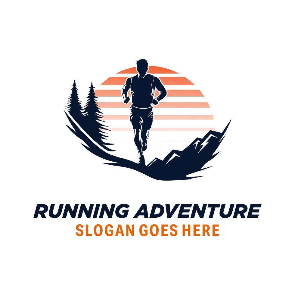running adventure logo design vector