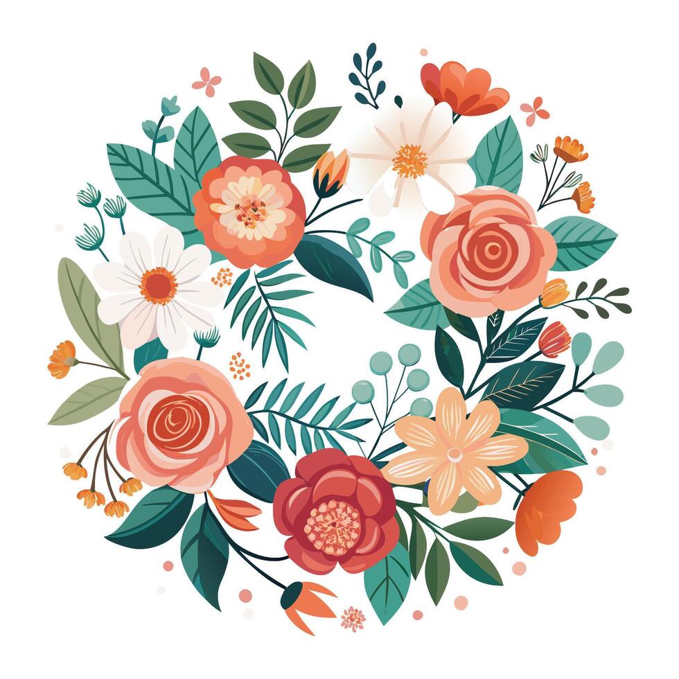 2d floral bouquet set illustration vector