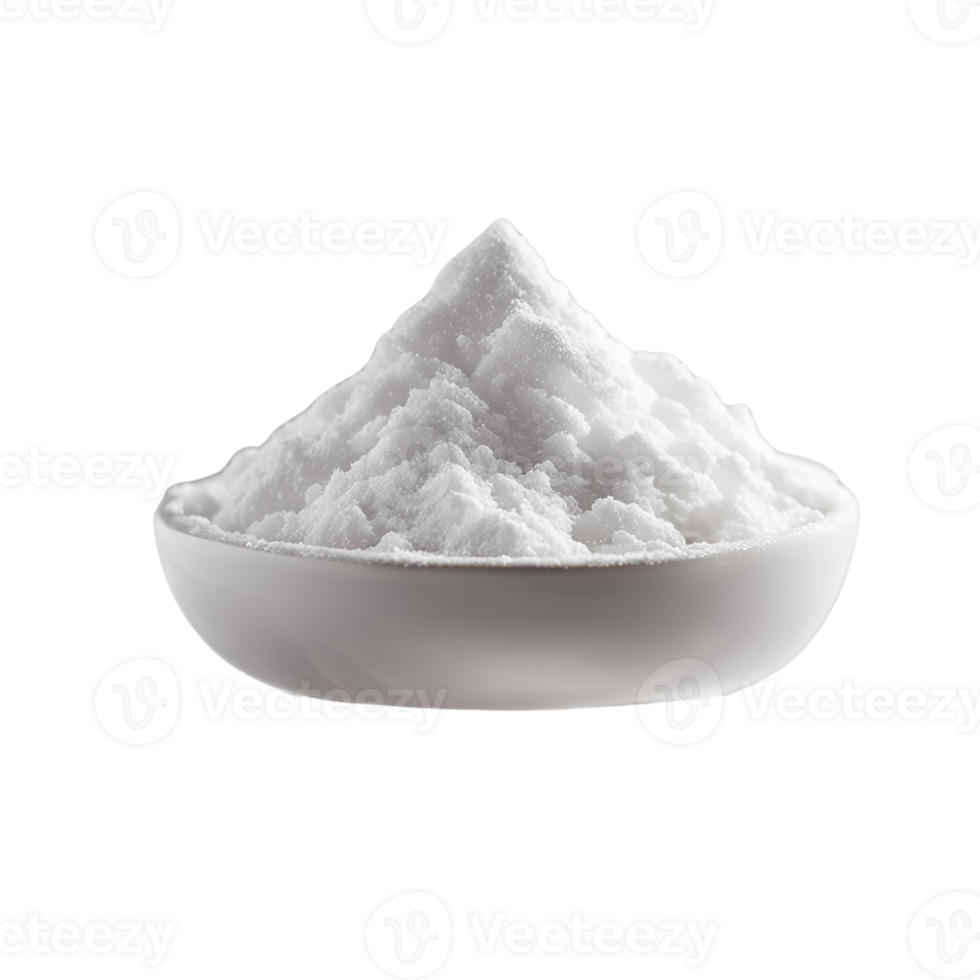 Powdered Sugar Smooth and fine pile in a ceramic plate png