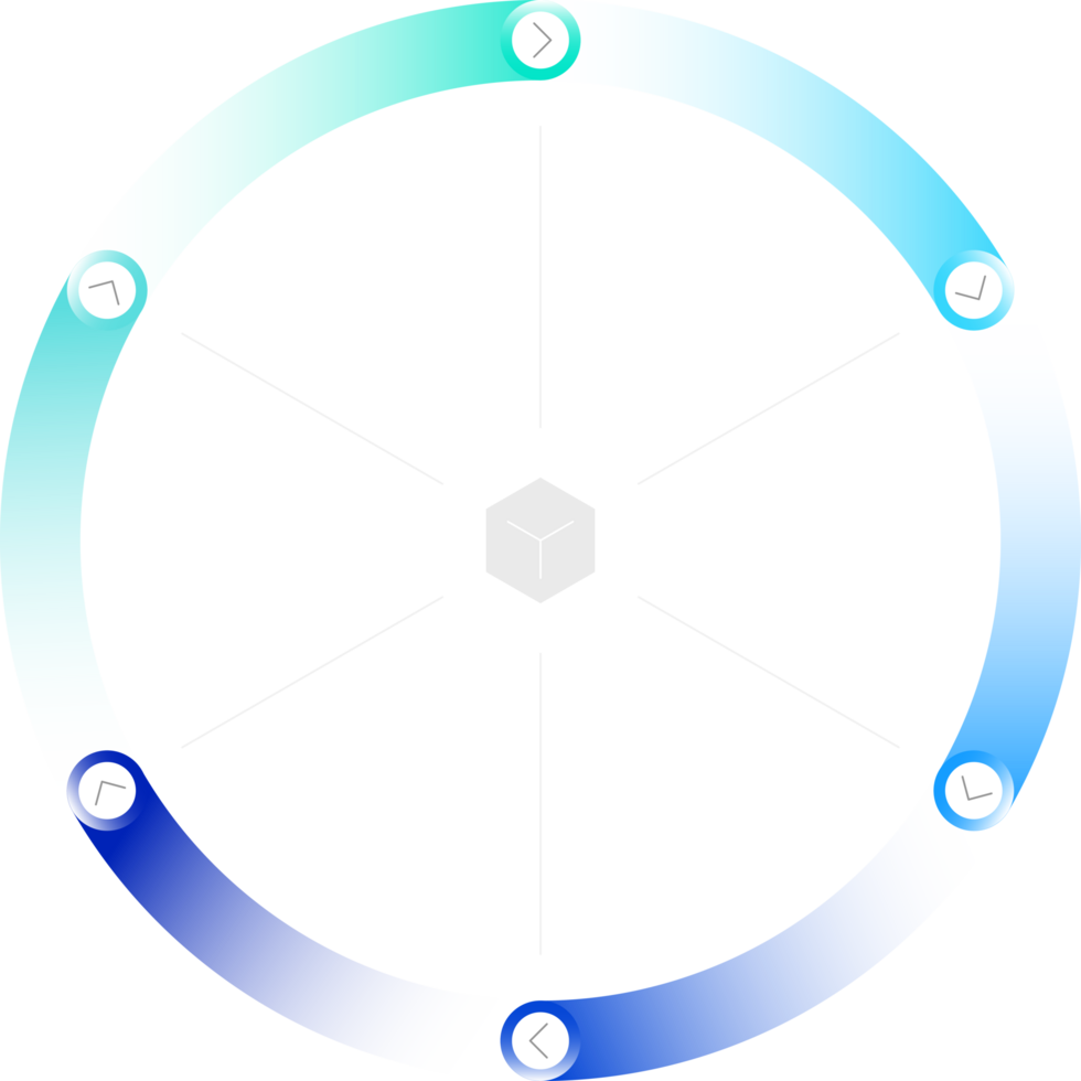 6 Circular Diagram Flow Infographic template isolated clipart png