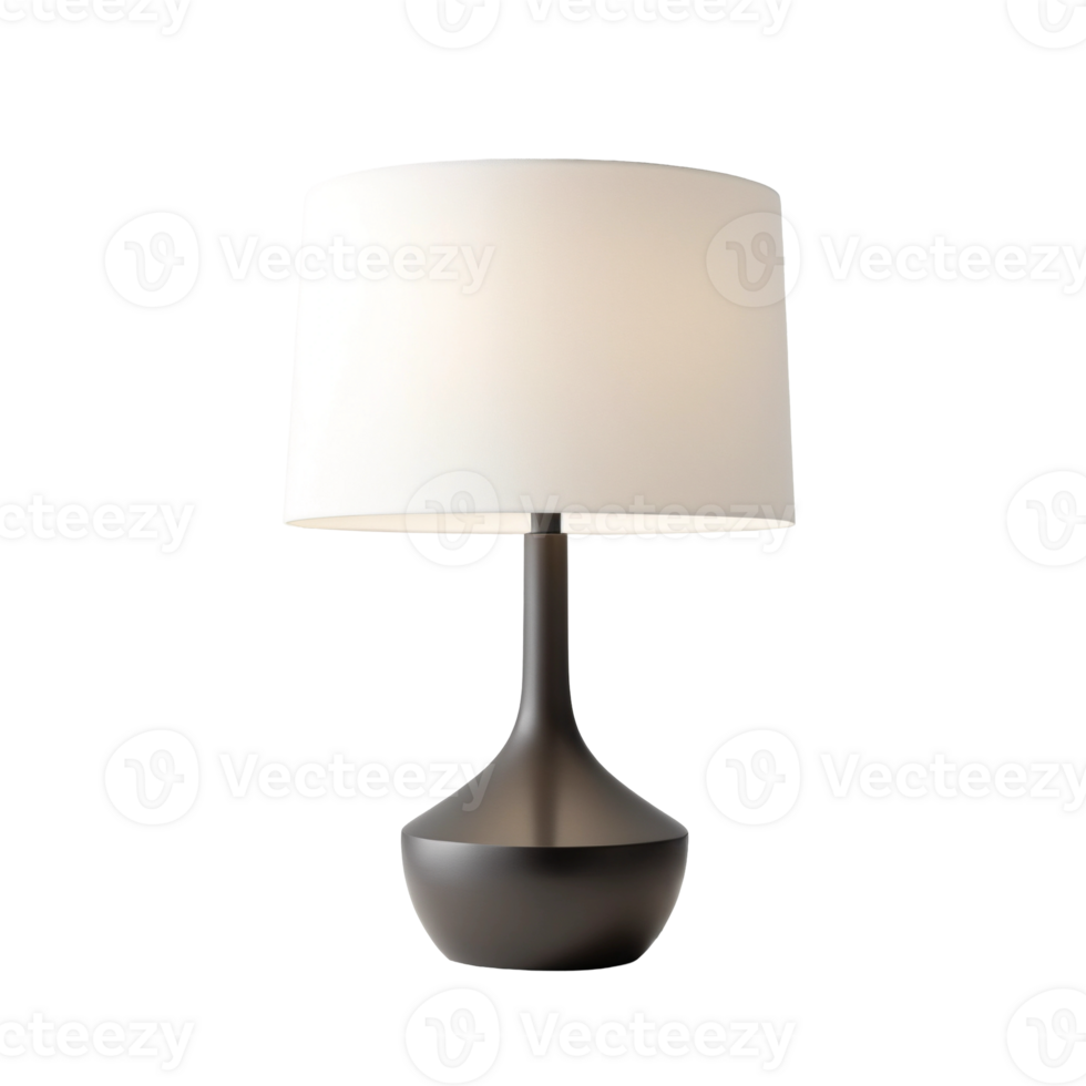Modern Table Lamp with White Shade on Transparent Background png
