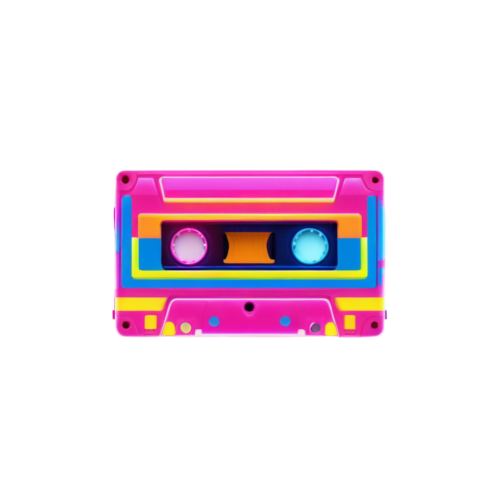 Colorful Retro Cassette Tape on Transparent Background png