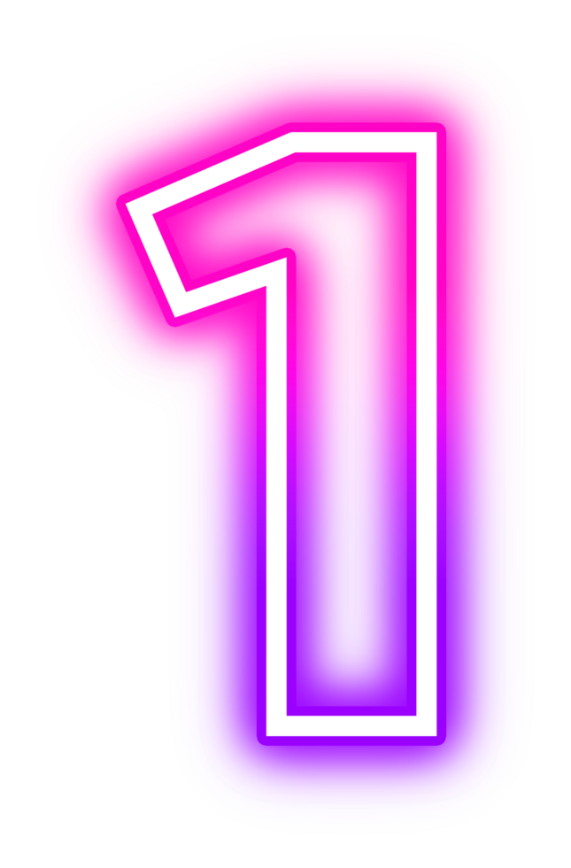 Gradient Neon Number 1 png