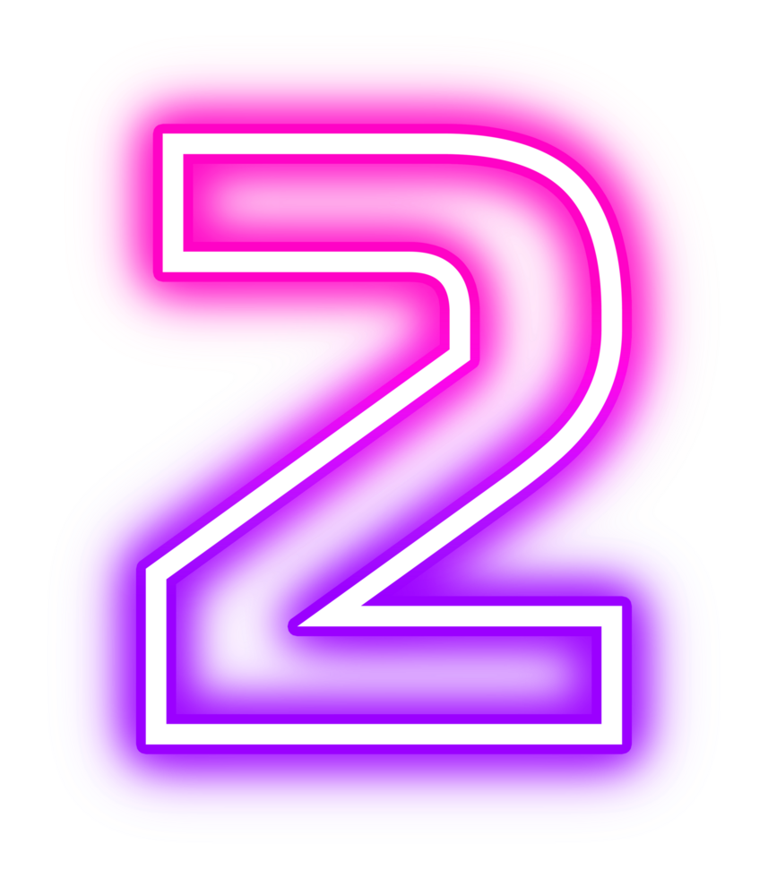 Gradient Neon Number 2 png