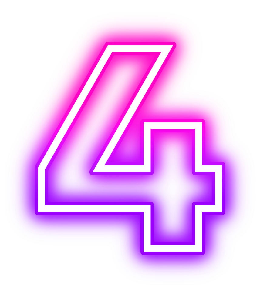 Gradient Neon Number 4 png