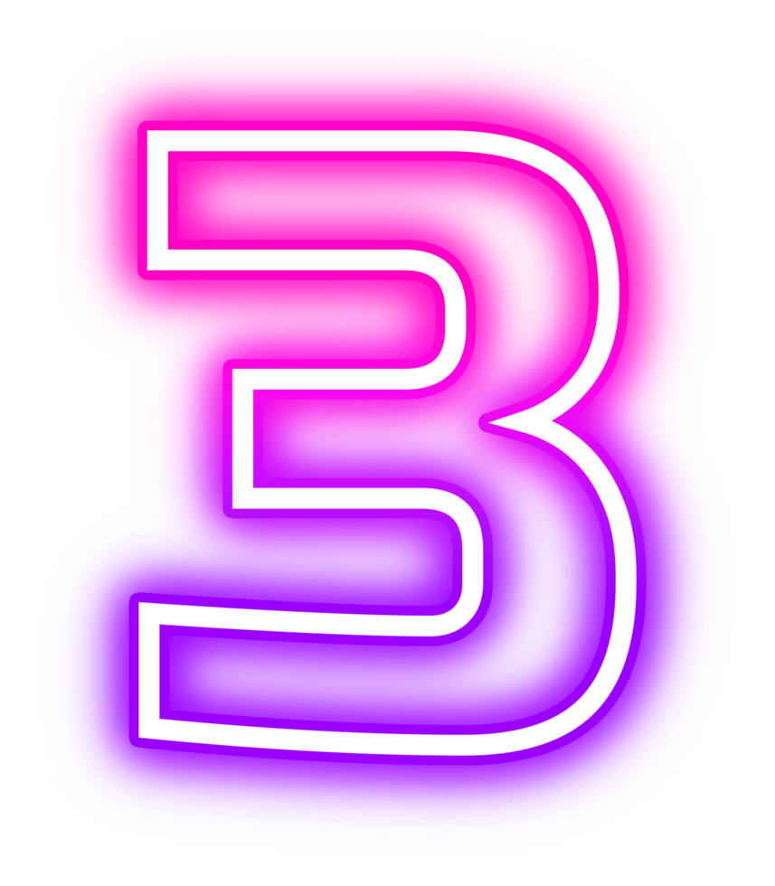 Gradient Neon Number 3 png