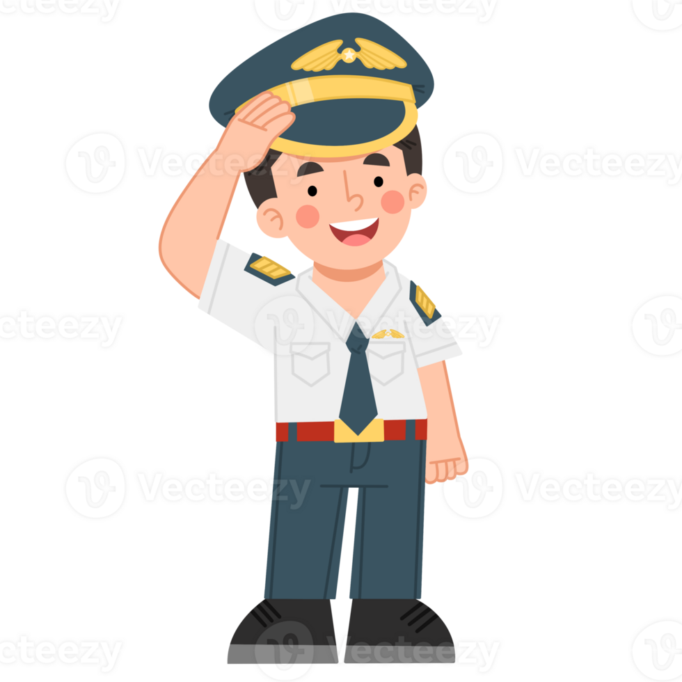 Illustration of a pilot character in uniform png