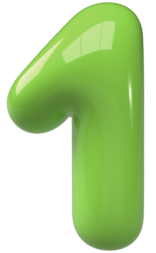 Green 3D Bubble Number 1 png