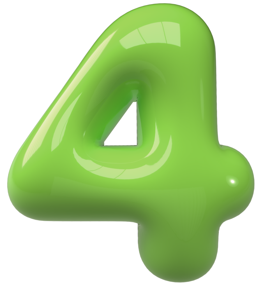 Green 3D Bubble Number 4 png