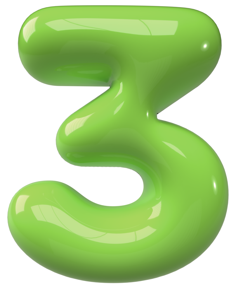 Green 3D Bubble Number 3 png