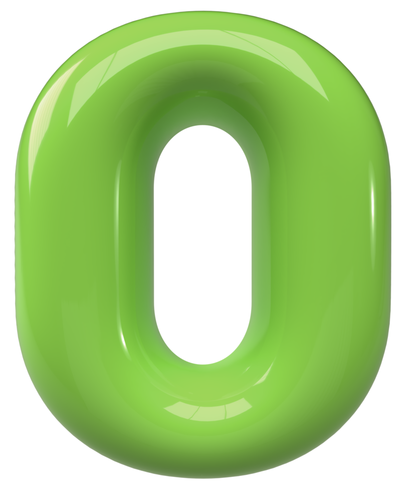 Green 3D Bubble Number 0 png