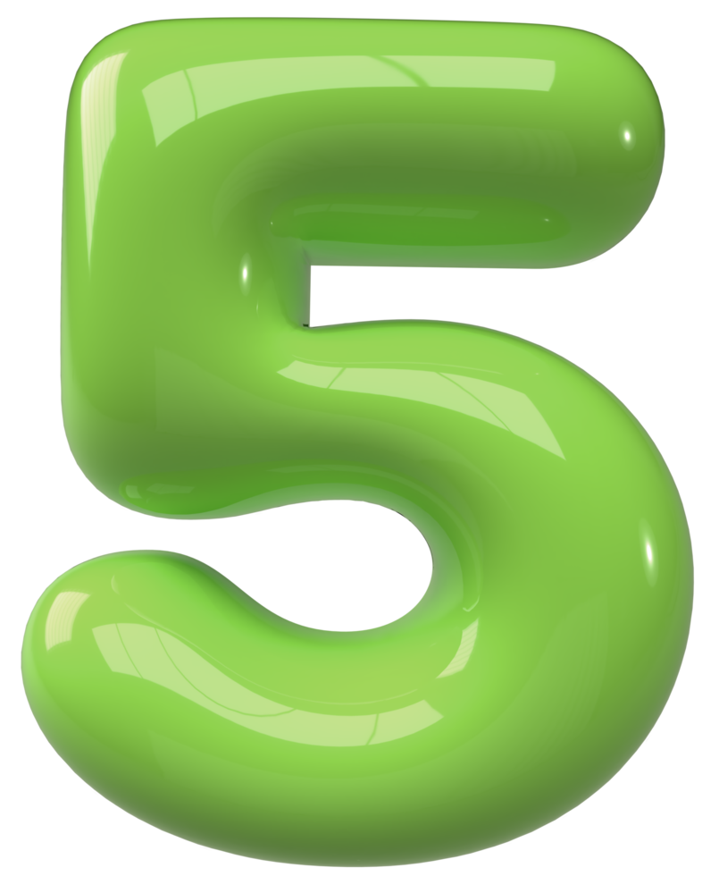 Green 3D Bubble Number 5 png