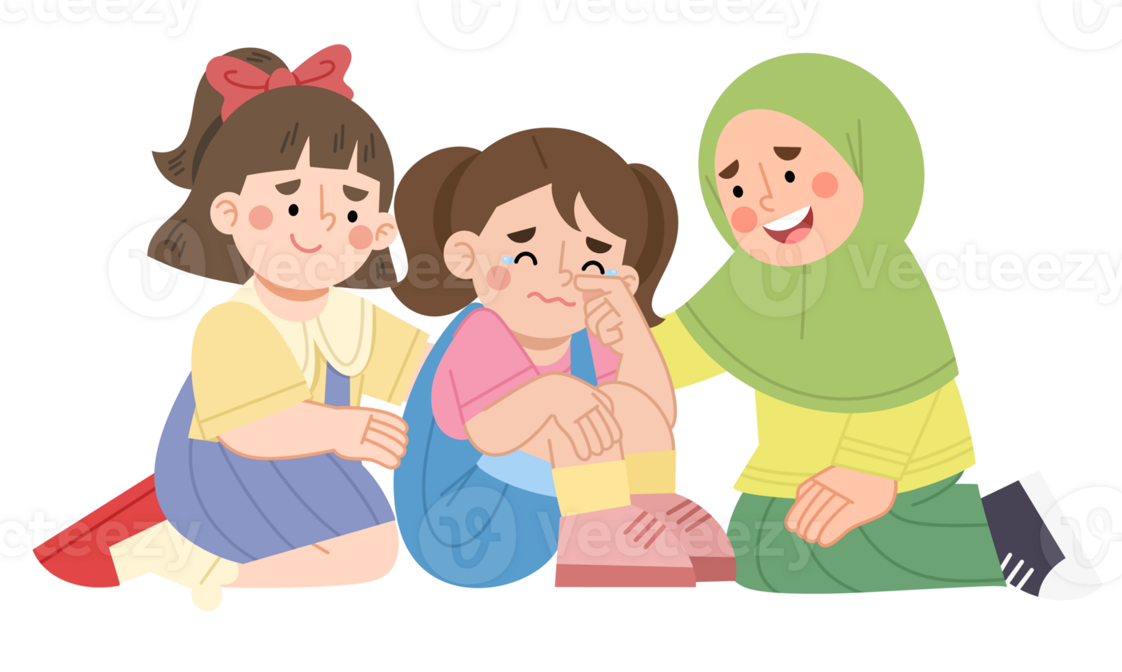Illustration of a friend comforting a sad girl png