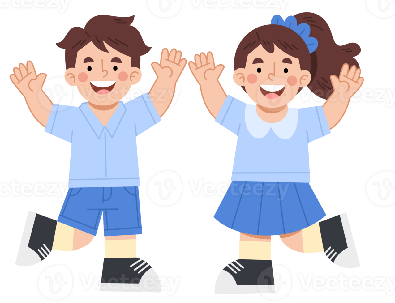 Illustration of a cheerful boy and girl png