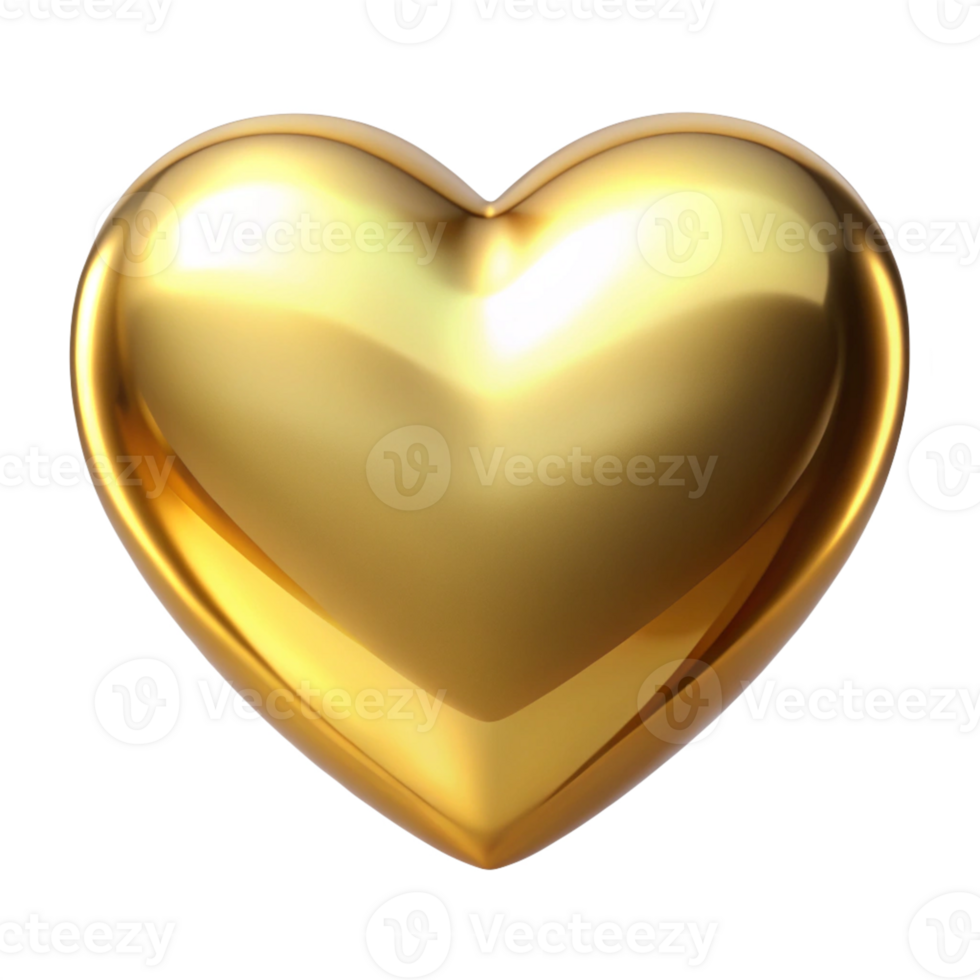 Elegant Golden Heart on Transparent Background for Creative Designs png