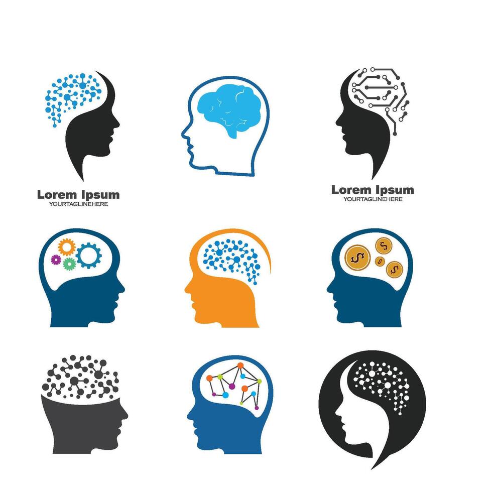 brain head illustration design vector